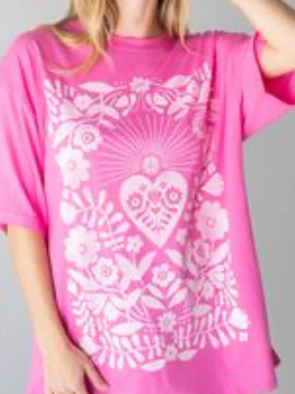 NATURAL LIFE NWOT Folk Art Oversized Graphic Tee —  SMALL